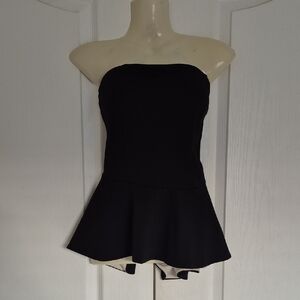 Ann Taylor Classic Black Strapless Peplum Top